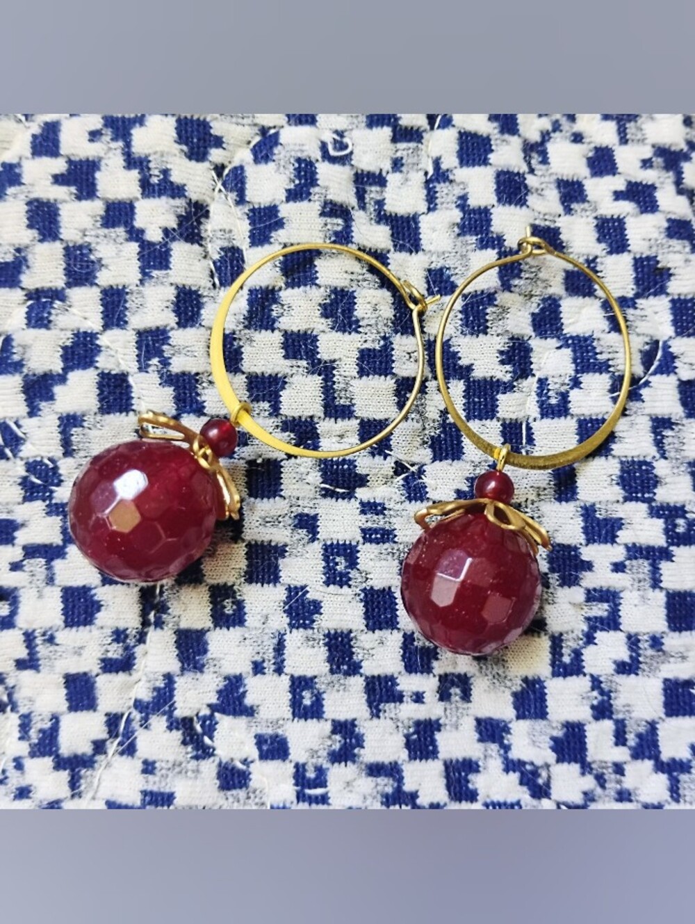Ruby Blossom Handmade Charm Hoops - Picture 2 of 5